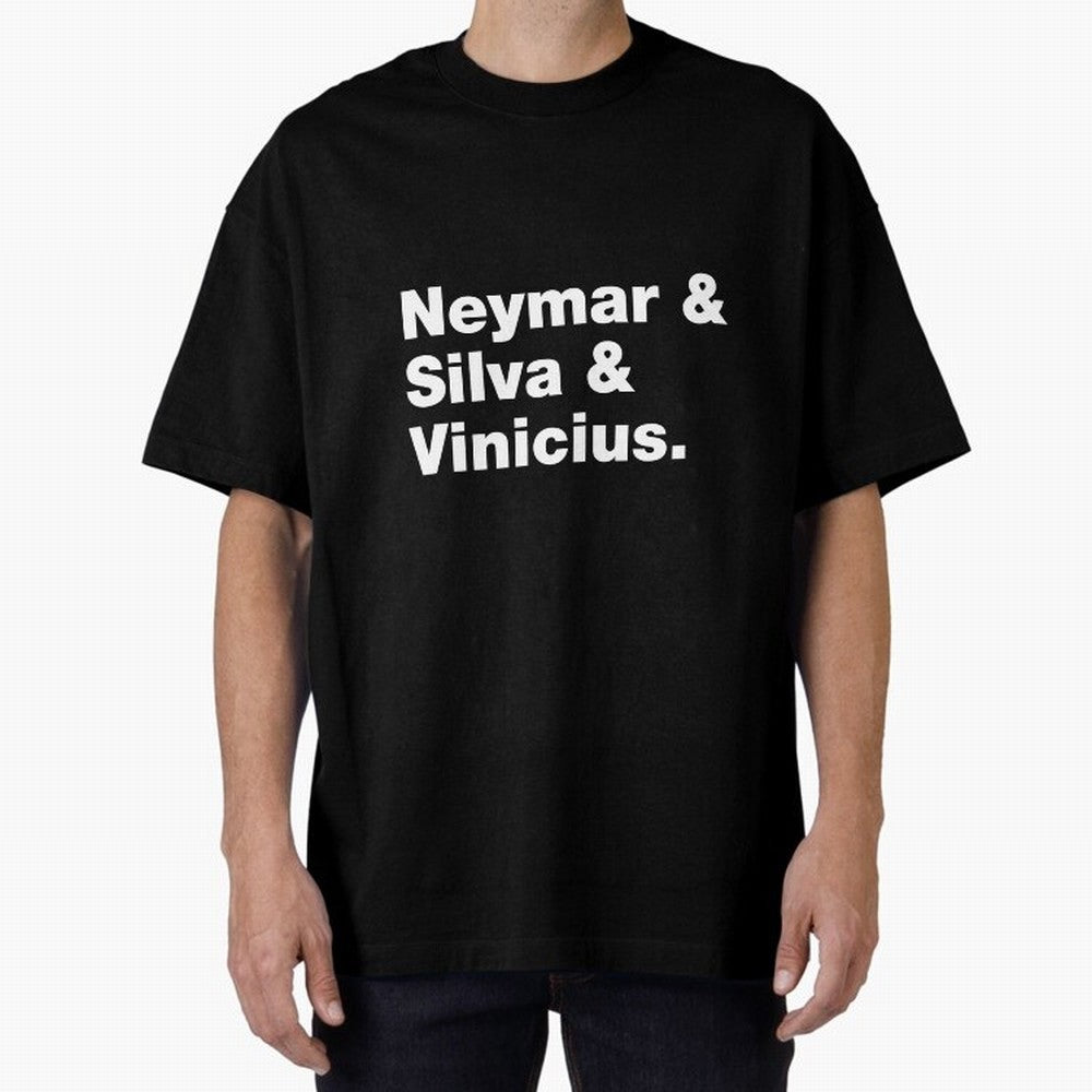 Neymar + Silva + Vinicius - Brazil Brazilian World Cup Squad Team Players Football Soccer Qatar WC 22 Oversized T-Shirt Celebrate Unforgettable Nights in FIFA World Cup 2026 Spirit, Filled with Argentina, France and Brazil, Mbappe, Global Supporter