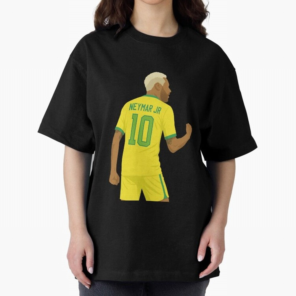 Neymar Jr in Yellow Glory Sticker Oversized T-Shirt Support the Legends of FIFA World Cup 2026 USA Canada Mexico for Fans of Messi, CR7 and Mbappe and Spain, Bringing Tournament Hype, Historic Matchups, Family Viewing Parties and Global Sports