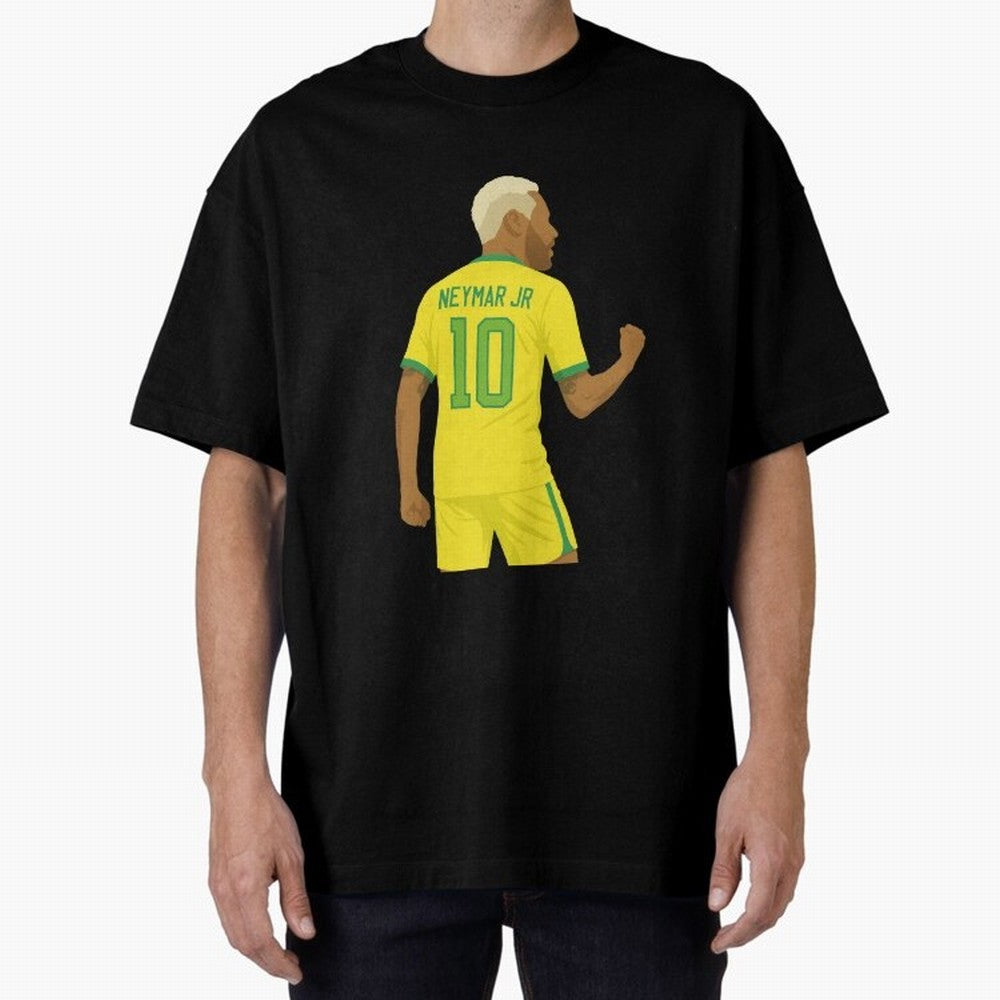 Neymar Jr in Yellow Glory Sticker Oversized T-Shirt Support the Legends of FIFA World Cup 2026 USA Canada Mexico for Fans of Messi, CR7 and Mbappe and Spain, Bringing Tournament Hype, Historic Matchups, Family Viewing Parties and Global Sports