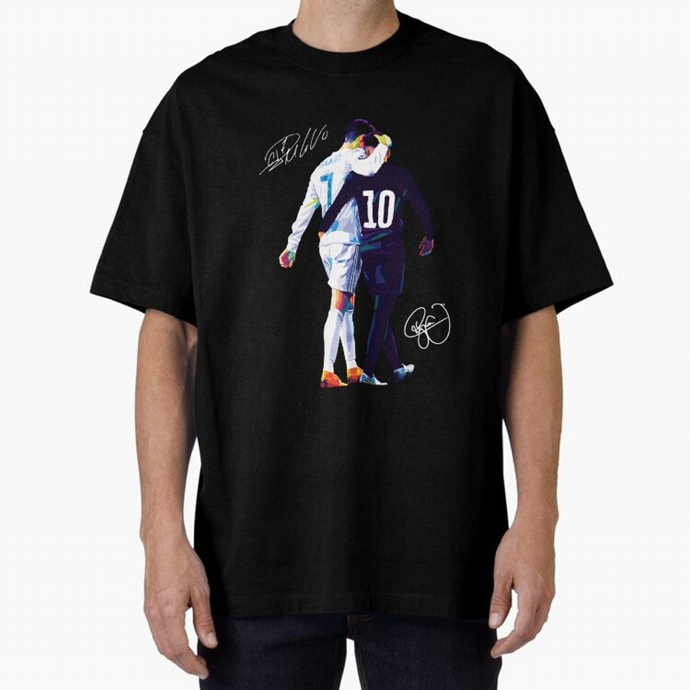 Cristiano Ronaldo and Neymar Jr Wpap Art Oversized T-Shirt Carry the Colors and Pride of Match Day Hype around FIFA World Cup 2026 Group Stage, Messi, CR7 and Mbappe, Brazil, Match Day Excitement, Supporter Culture, Golden Goals and Global Football
