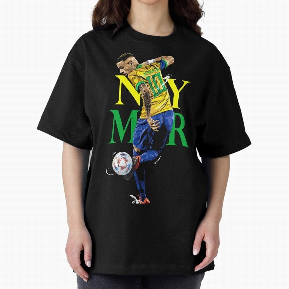 Neymar JR Brazil Oversized T-Shirt Show Your Tournament Heart for FIFA World Cup 2026 USA Canada Mexico for Fans of Mbappe and Spain and Netherlands, Bringing Game Day Rituals, Football Legends, Country Pride and the Road to the Final; Made for Die