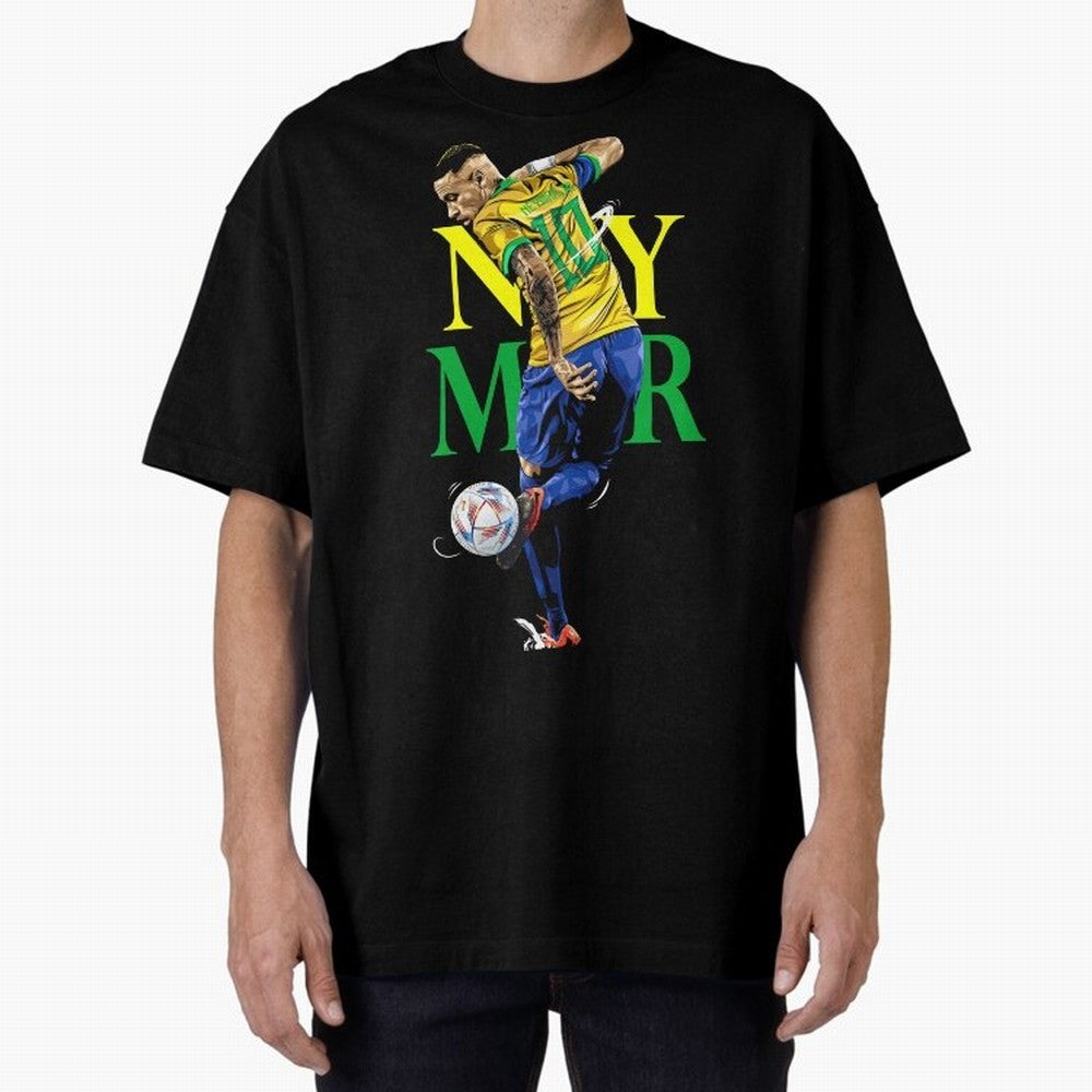 Neymar JR Brazil Oversized T-Shirt Show Your Tournament Heart for FIFA World Cup 2026 USA Canada Mexico for Fans of Mbappe and Spain and Netherlands, Bringing Game Day Rituals, Football Legends, Country Pride and the Road to the Final; Made for Die