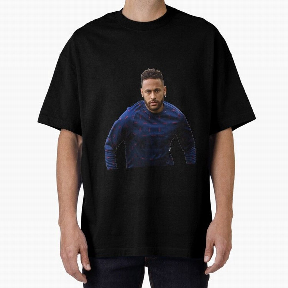 Neymar Junior Sticker Oversized T-Shirt Support Your Favorite Stars during Global Football Passion for FIFA World Cup 2026 Group Stage, Connected to Cristiano Ronaldo, France, Retro Football Energy, Iconic Rivalries, Trophy Chase Drama and Stadium