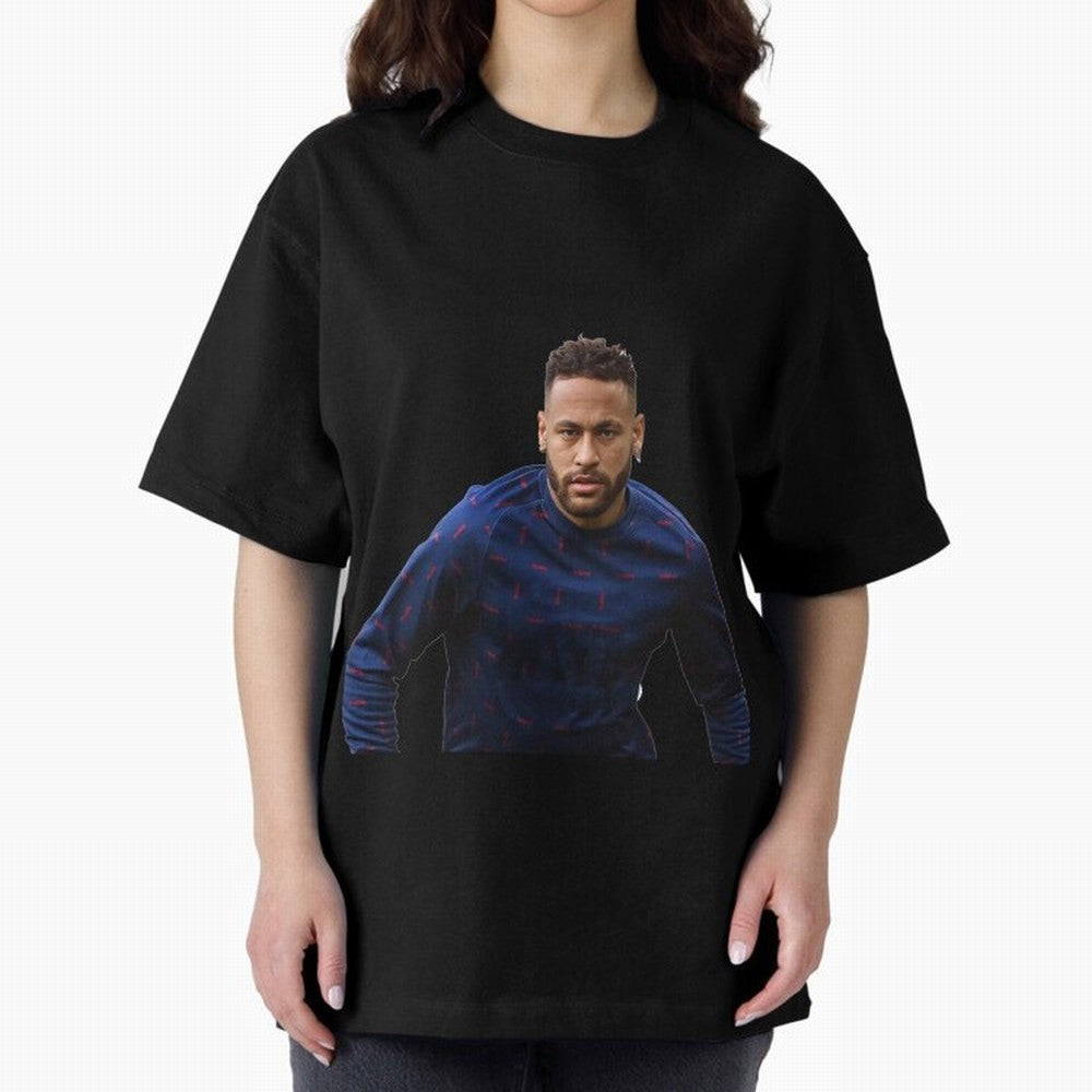 Neymar Junior Sticker Oversized T-Shirt Support Your Favorite Stars during Global Football Passion for FIFA World Cup 2026 Group Stage, Connected to Cristiano Ronaldo, France, Retro Football Energy, Iconic Rivalries, Trophy Chase Drama and Stadium