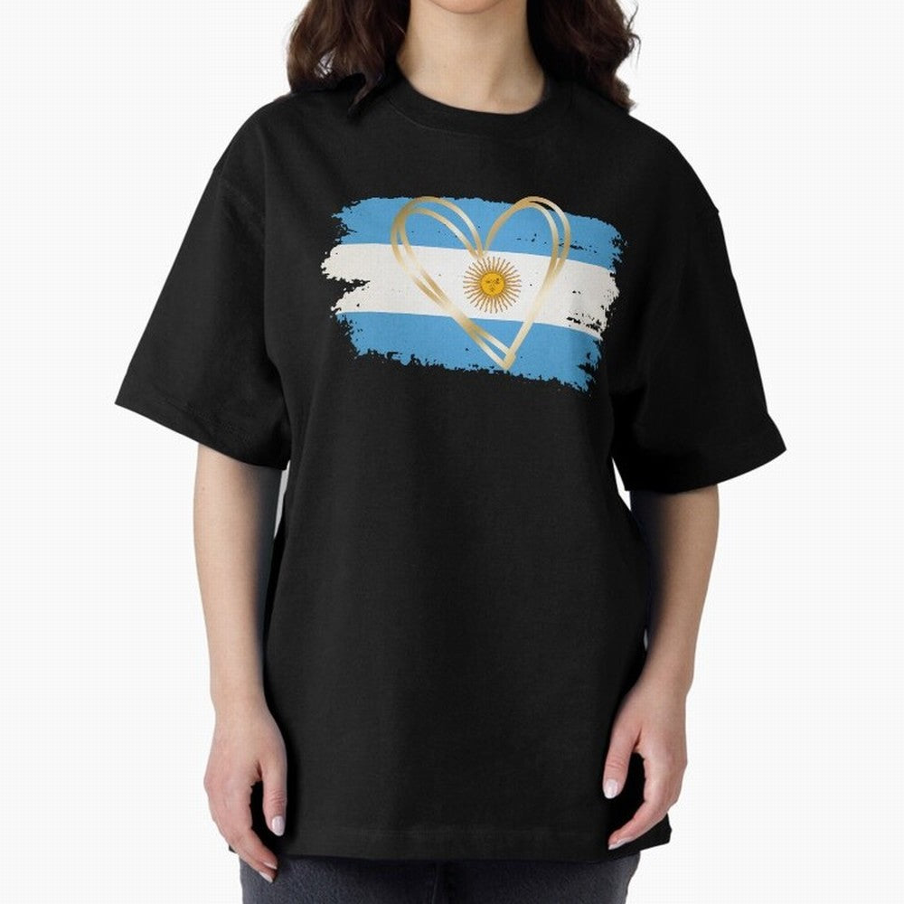 ARGENTINA FLAG WITH GOLDEN HEART Classic T-Shirt Turn Up for Global Football Passion for FIFA World Cup 2026 Group Stage, Filled with Cristiano Ronaldo, Spain and Netherlands, Worldwide Fan Energy, Dramatic Goals, Stadium Lights and Championship