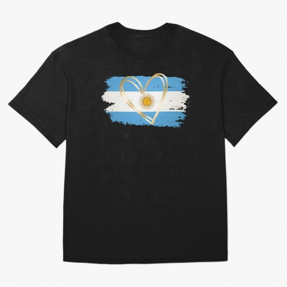 ARGENTINA FLAG WITH GOLDEN HEART Classic T-Shirt Turn Up for Global Football Passion for FIFA World Cup 2026 Group Stage, Filled with Cristiano Ronaldo, Spain and Netherlands, Worldwide Fan Energy, Dramatic Goals, Stadium Lights and Championship
