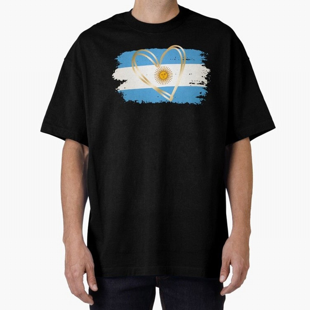 ARGENTINA FLAG WITH GOLDEN HEART Classic T-Shirt Turn Up for Global Football Passion for FIFA World Cup 2026 Group Stage, Filled with Cristiano Ronaldo, Spain and Netherlands, Worldwide Fan Energy, Dramatic Goals, Stadium Lights and Championship