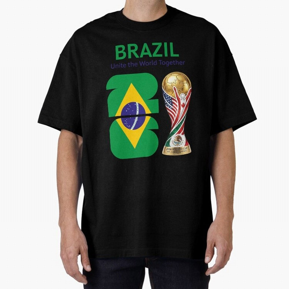 World Cup 2026, IMG 018, BRAZIL 002 Oversized T-Shirt Remember Global Football Passion for FIFA World Cup 2026 USA Canada Mexico, with Cristiano Ronaldo, Spain and Netherlands, Football Passion, Legendary Performances, Festival Vibes and Supporter