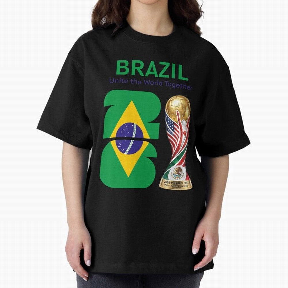 World Cup 2026, IMG 018, BRAZIL 002 Oversized T-Shirt Remember Global Football Passion for FIFA World Cup 2026 USA Canada Mexico, with Cristiano Ronaldo, Spain and Netherlands, Football Passion, Legendary Performances, Festival Vibes and Supporter