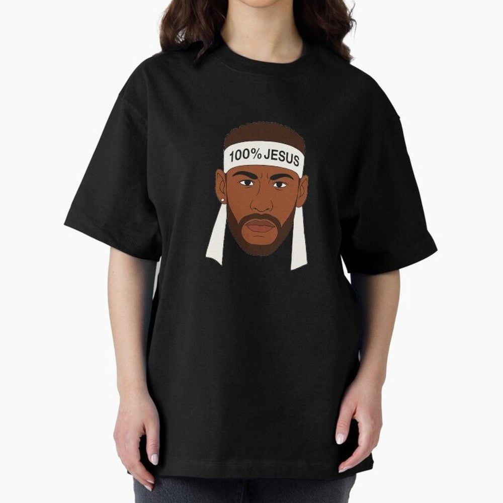 100% JESUS Neymar Inspired Minimalist Art Oversized T-Shirt Remember Iconic Moments from FIFA World Cup 2026 USA Canada Mexico Spirit, Inspired by England, France and Netherlands, Mbappe and Neymar, Stadium Memories, Football Loyalty, International