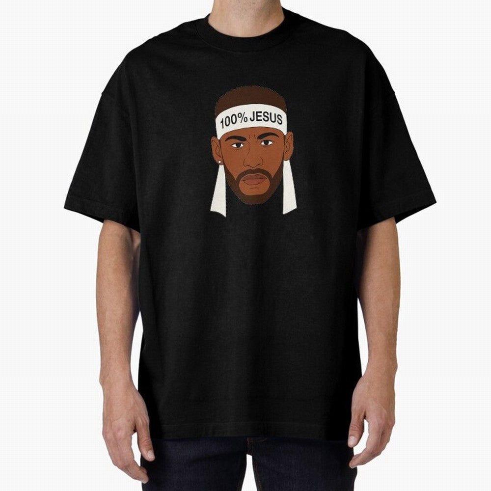 100% JESUS Neymar Inspired Minimalist Art Oversized T-Shirt Remember Iconic Moments from FIFA World Cup 2026 USA Canada Mexico Spirit, Inspired by England, France and Netherlands, Mbappe and Neymar, Stadium Memories, Football Loyalty, International