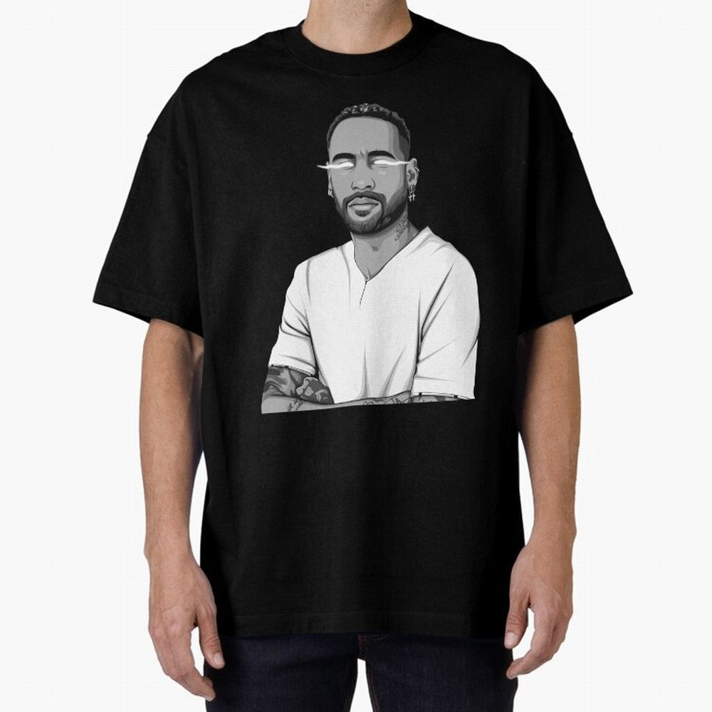 Neymar Jr. Black and White Version Oversized T-Shirt Bring Match Day Fire to FIFA World Cup 2026 for Fans of Messi, CR7 and Mbappe and Portugal, Bringing Goal Celebration Energy, Supporter Heritage, Football Icons and Worldwide Tournament Joy;