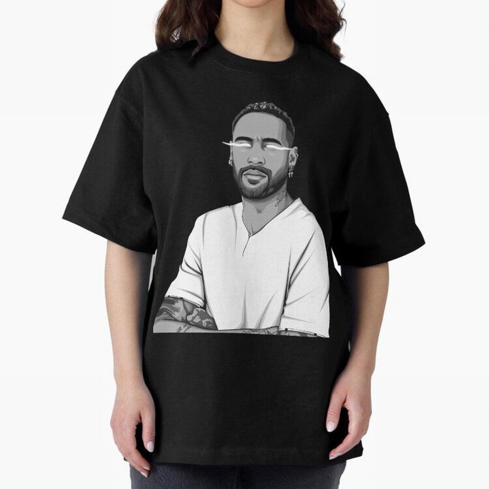 Neymar Jr. Black and White Version Oversized T-Shirt Bring Match Day Fire to FIFA World Cup 2026 for Fans of Messi, CR7 and Mbappe and Portugal, Bringing Goal Celebration Energy, Supporter Heritage, Football Icons and Worldwide Tournament Joy;
