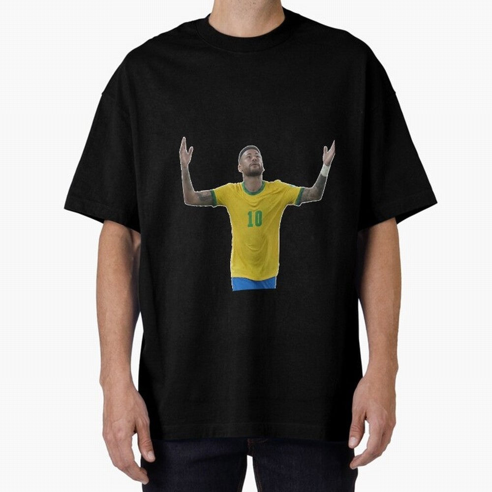 Neymar Jr. - Football Superstar Oversized T-Shirt Turn Up for Match Day Hype around FIFA World Cup 2026, Messi, CR7 and Mbappe, Brazil, Portugal and Argentina, Retro Football Energy, Iconic Rivalries, Trophy Chase Drama and Stadium Atmosphere;