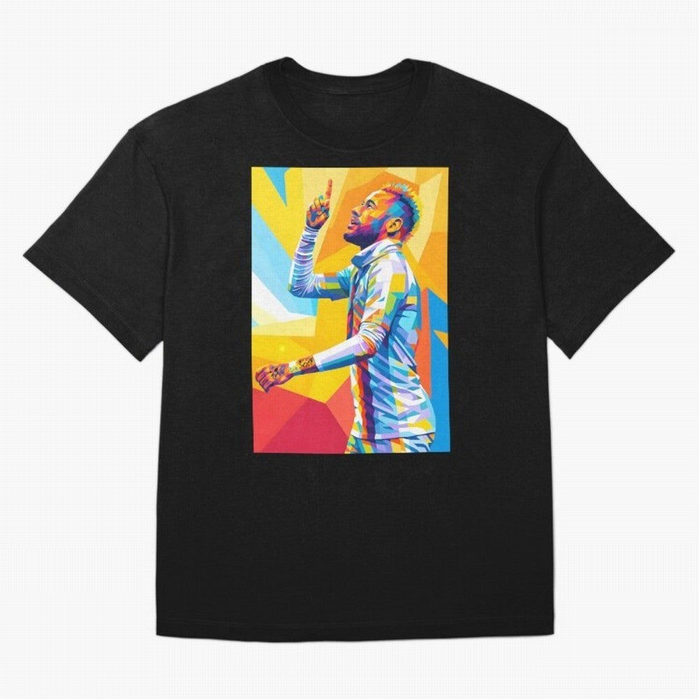 Neymar Pop Art Oversized T-Shirt Show Passion for the Stars of FIFA World Cup 2026 USA Canada Mexico Filled with CR7 and Messi, England Energy, Retro Football Energy, Iconic Rivalries, Trophy Chase Drama and Stadium Atmosphere; Ideal for Passionate