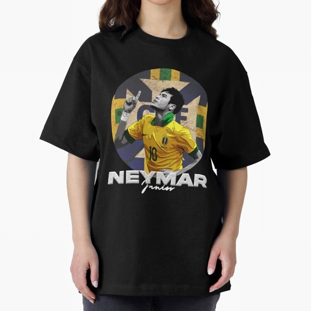 Neymar Junior Oversized T-Shirt Bring FIFA World Cup 2026 Capturing Messi, CR7 and Mbappe, England Energy, Vintage Soccer Flavor, Modern Football Stars, National Flags and Final Night Emotion; Great for Supporters Who Love Legendary Players,
