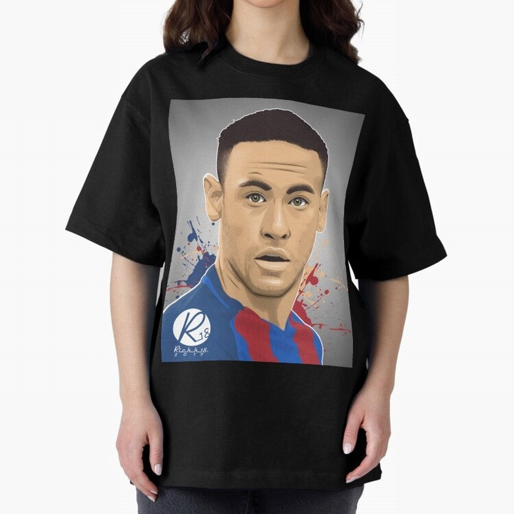 NEYMAR Oversized T-Shirt Turn Every Weekend Toward Global Football Passion for FIFA World Cup 2026 USA Canada Mexico, Centered on Haaland and Mbappe, Argentina, France and Brazil, Championship Spirit, Famous Goals, Roaring Crowds and International