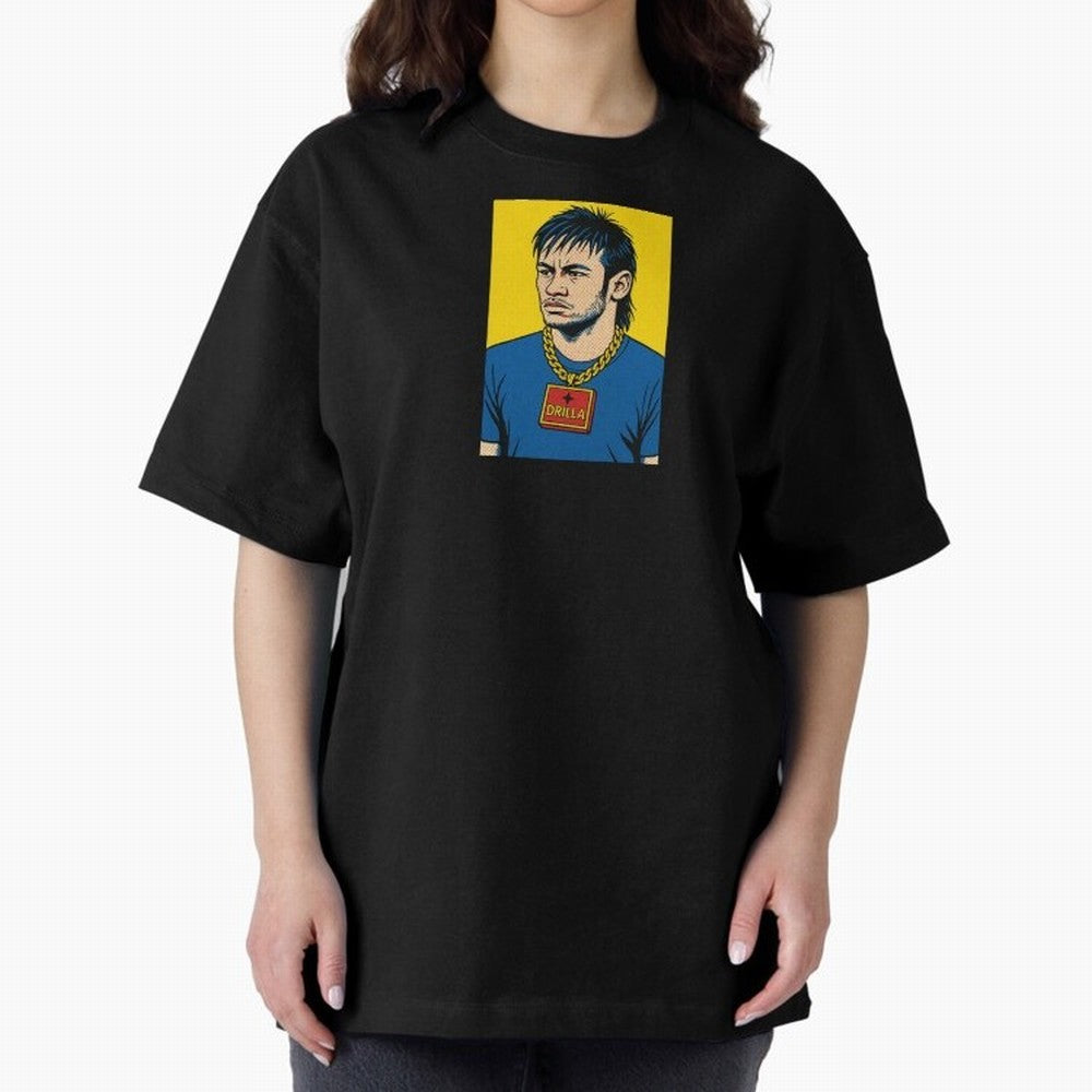 Drilla Clothing Neymar Popart Print T Shirt Oversized T-Shirt Live the Energy of FIFA World Cup 2026 Group Stage Spirit, Connected to Germany, Messi, Neymar and Mbappe, Football History, Final Match Energy, Crowd Noise and Once in a Lifetime