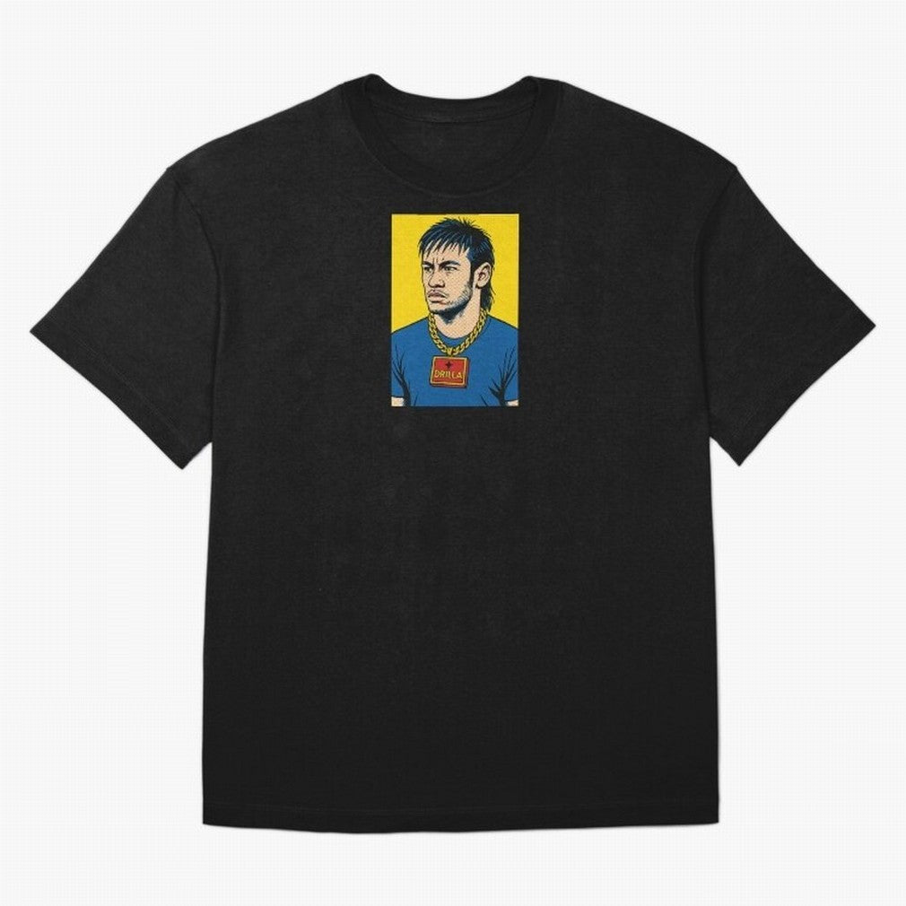 Drilla Clothing Neymar Popart Print T Shirt Oversized T-Shirt Live the Energy of FIFA World Cup 2026 Group Stage Spirit, Connected to Germany, Messi, Neymar and Mbappe, Football History, Final Match Energy, Crowd Noise and Once in a Lifetime