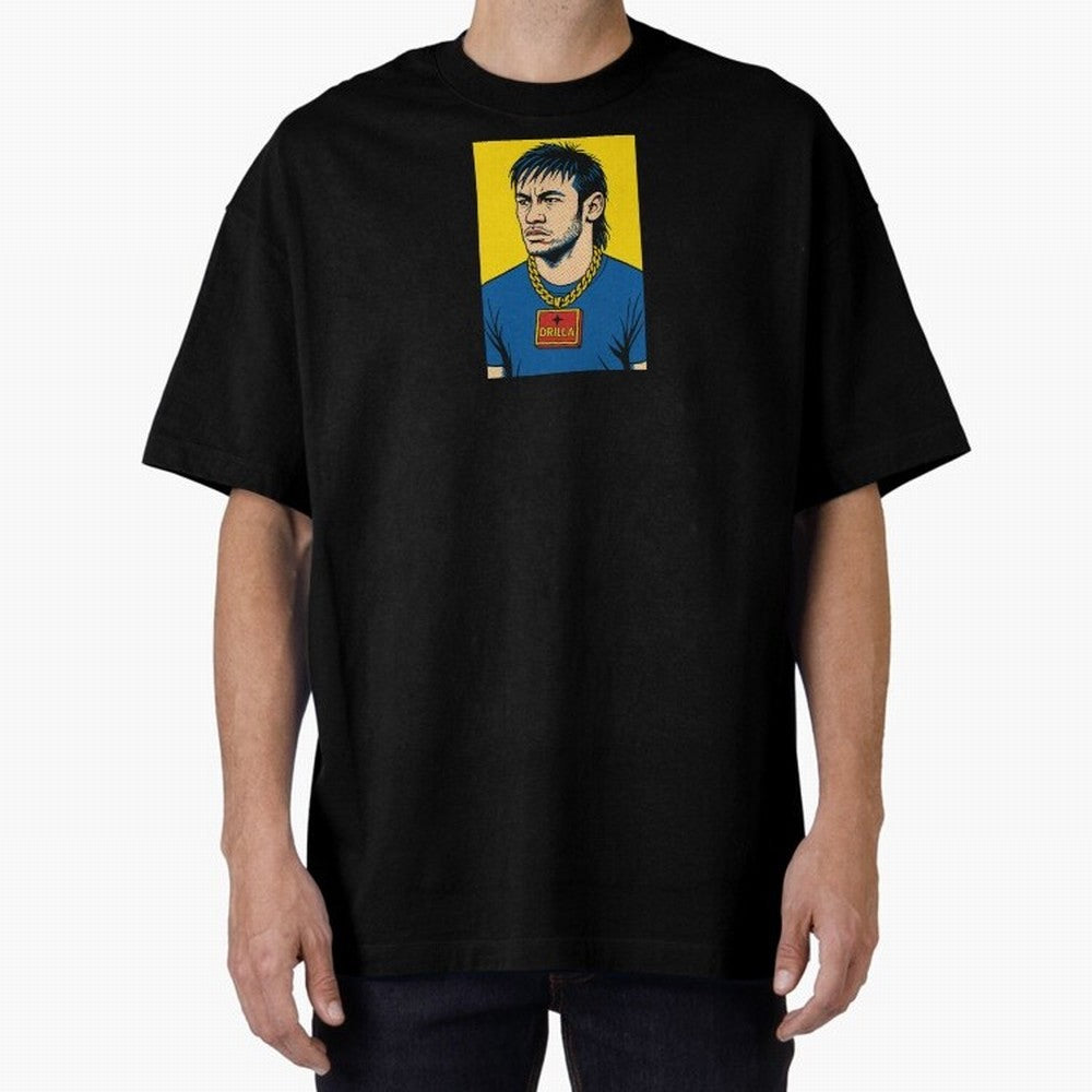 Drilla Clothing Neymar Popart Print T Shirt Oversized T-Shirt Live the Energy of FIFA World Cup 2026 Group Stage Spirit, Connected to Germany, Messi, Neymar and Mbappe, Football History, Final Match Energy, Crowd Noise and Once in a Lifetime