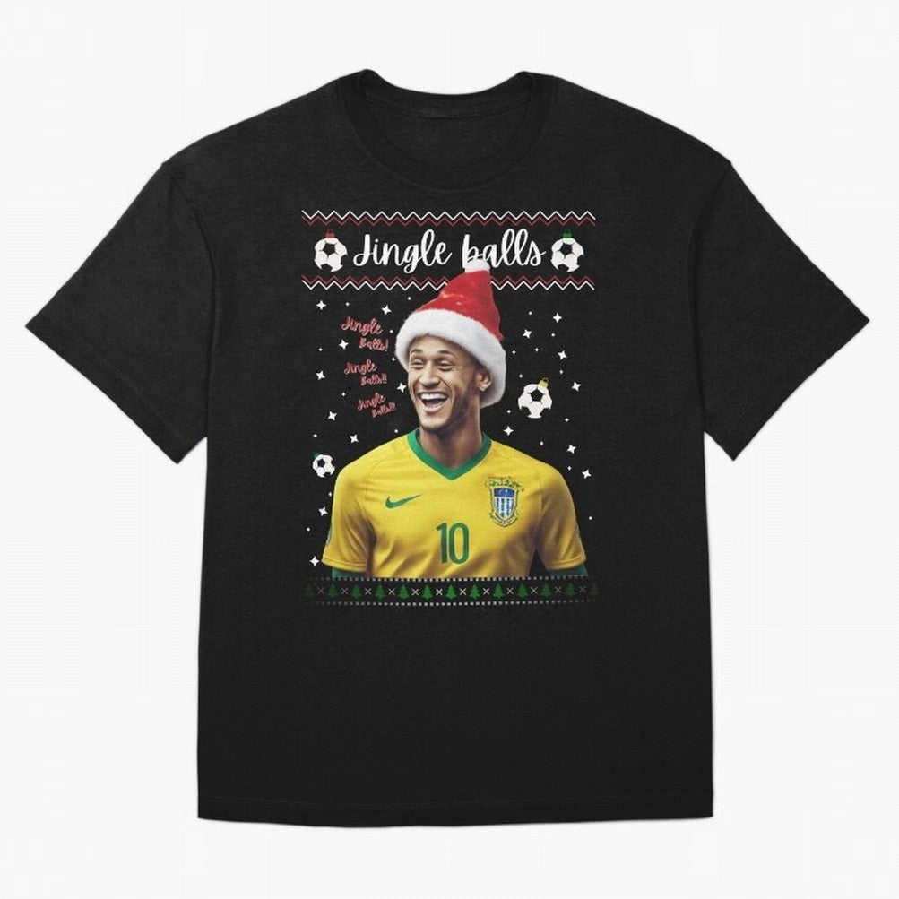 Jingle Balls Christmas Football Fan Art with Santa Neymar Active T-Shirt Make Your Look Match FIFA World Cup 2026 Group Stage for Fans of CR7 and Argentina and Brazil, Bringing Global Supporter Spirit, Legendary Goals, National Colors and