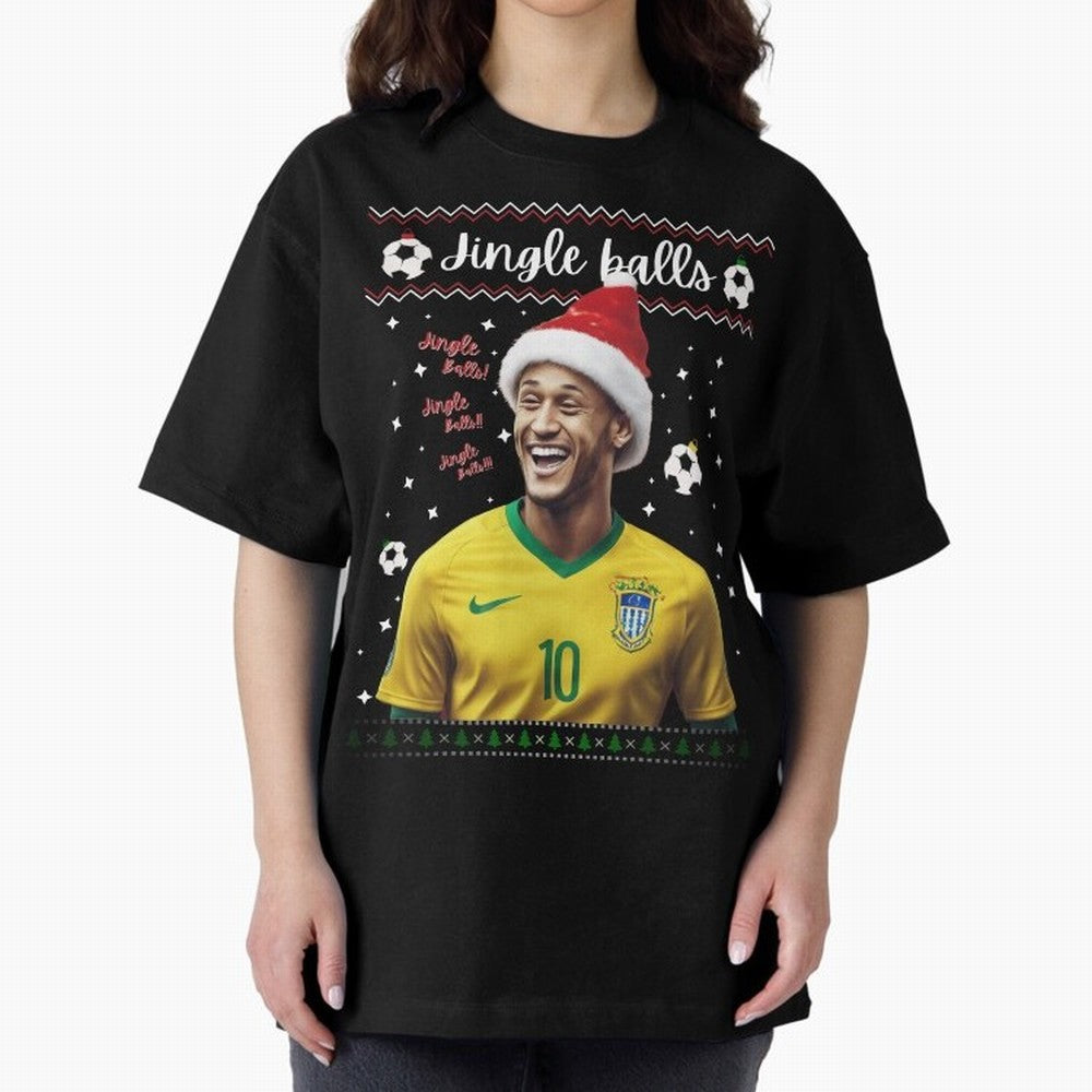 Jingle Balls Christmas Football Fan Art with Santa Neymar Active T-Shirt Make Your Look Match FIFA World Cup 2026 Group Stage for Fans of CR7 and Argentina and Brazil, Bringing Global Supporter Spirit, Legendary Goals, National Colors and