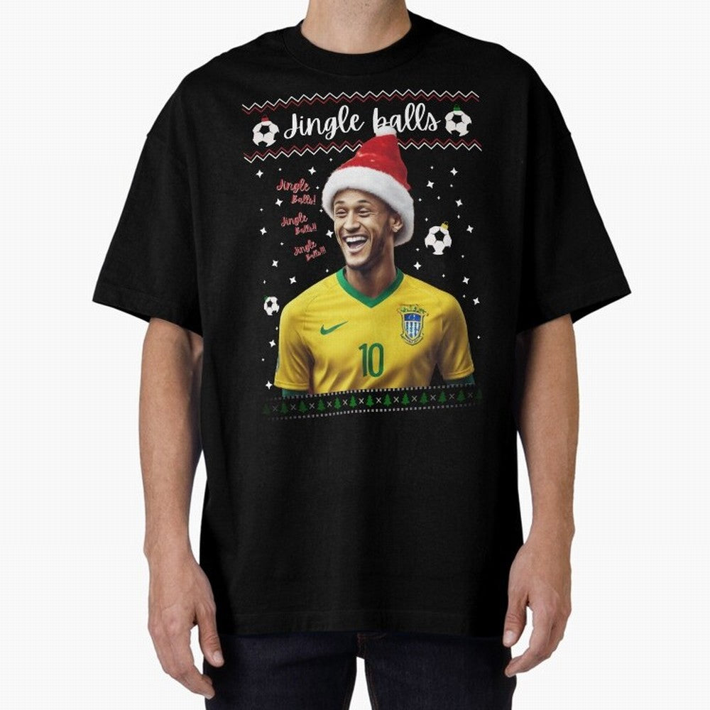 Jingle Balls Christmas Football Fan Art with Santa Neymar Active T-Shirt Make Your Look Match FIFA World Cup 2026 Group Stage for Fans of CR7 and Argentina and Brazil, Bringing Global Supporter Spirit, Legendary Goals, National Colors and