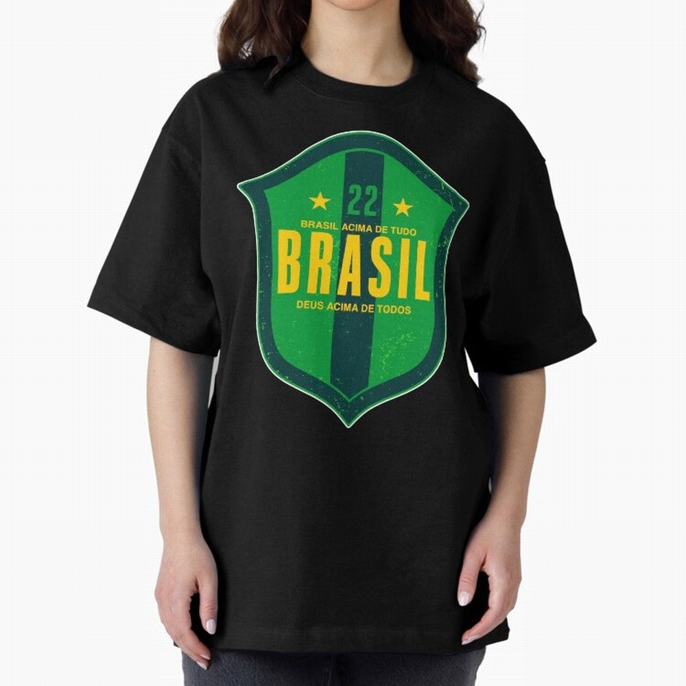 BRAS?O BRASIL 22 Oversized T-Shirt Capture Stadium Memories from FIFA World Cup 2026 with Messi, Portugal Energy, Worldwide Fan Energy, Dramatic Goals, Stadium Lights and Championship Celebrations; Created for Match Day Parties, Soccer Gifts, Fan