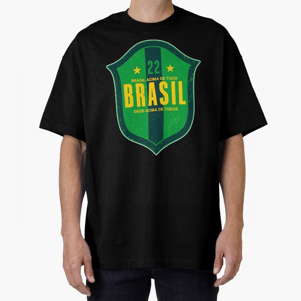 BRAS?O BRASIL 22 Oversized T-Shirt Capture Stadium Memories from FIFA World Cup 2026 with Messi, Portugal Energy, Worldwide Fan Energy, Dramatic Goals, Stadium Lights and Championship Celebrations; Created for Match Day Parties, Soccer Gifts, Fan