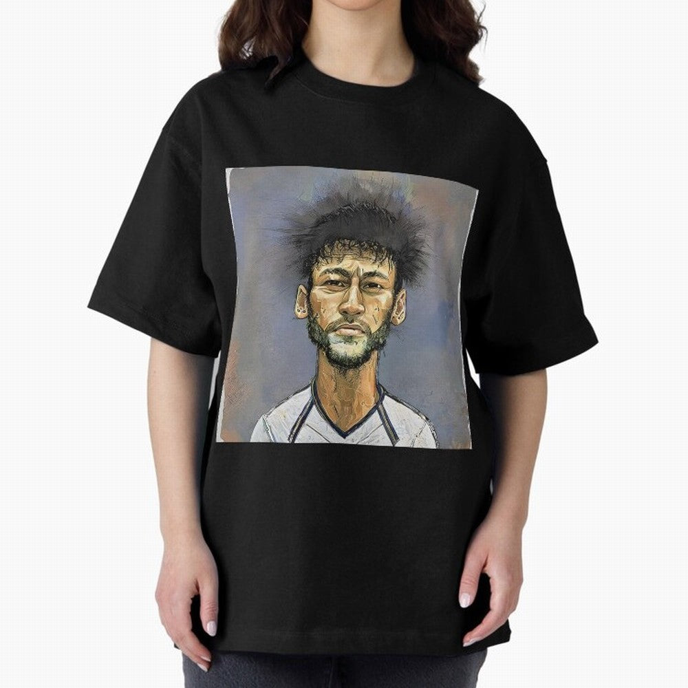 Portrait of neymar Oversized T-Shirt Follow the Road to the FIFA World Cup 2026 USA Canada Mexico Journey through Messi, Neymar and Mbappe Highlights, Portugal, Spain and Germany Pride, Football Passion, Legendary Performances, Festival Vibes and