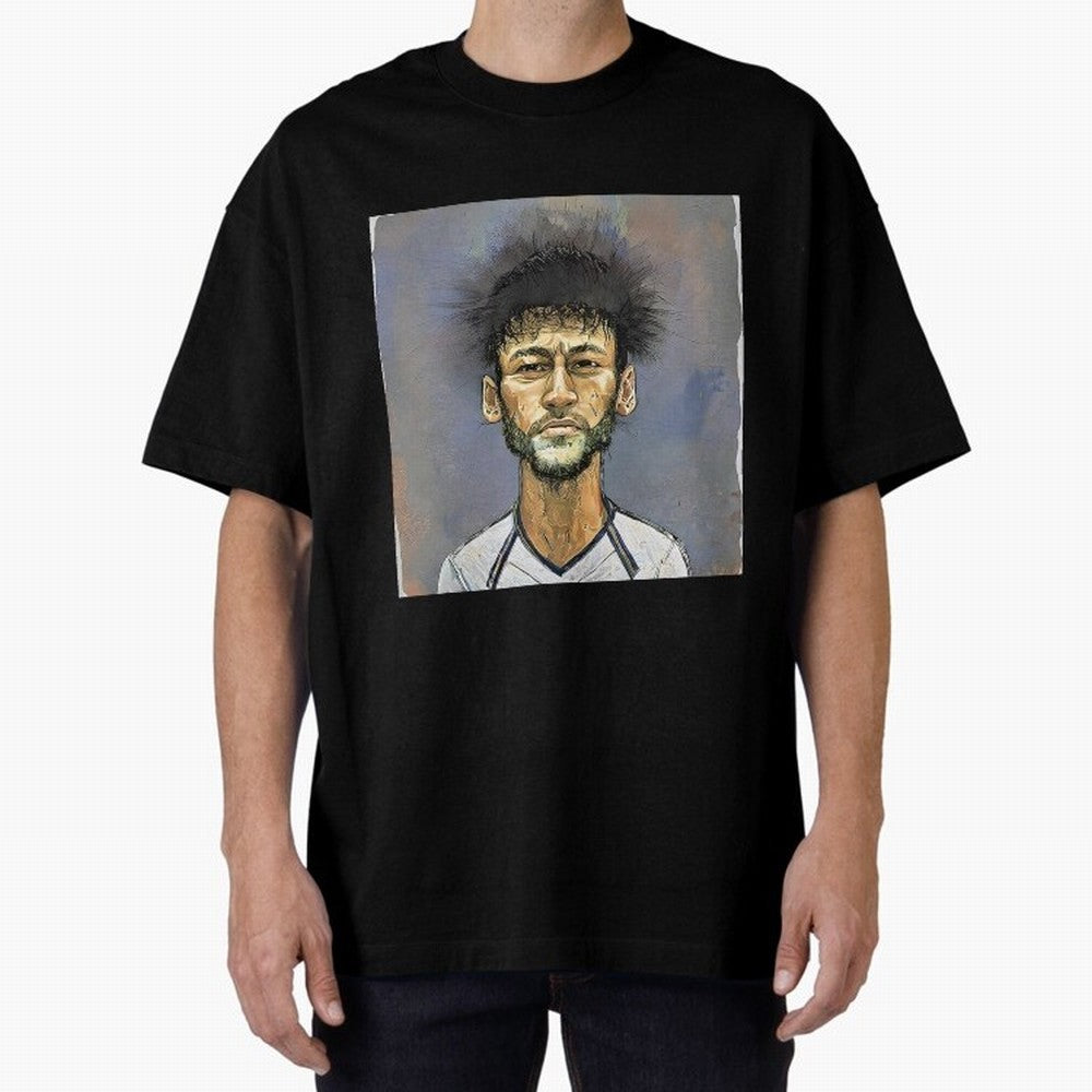 Portrait of neymar Oversized T-Shirt Follow the Road to the FIFA World Cup 2026 USA Canada Mexico Journey through Messi, Neymar and Mbappe Highlights, Portugal, Spain and Germany Pride, Football Passion, Legendary Performances, Festival Vibes and