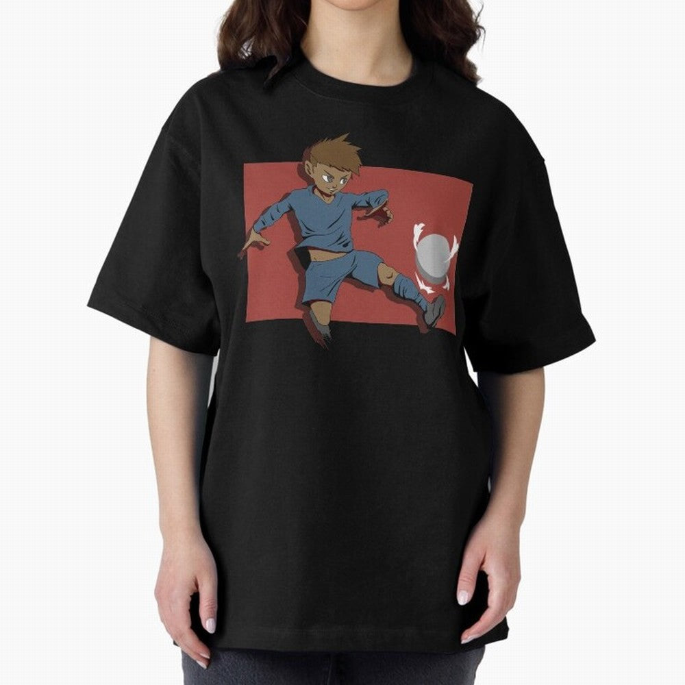 Footballer in action Oversized T-Shirt Build FIFA World Cup 2026 Group Stage Connected to CR7 and Messi, Brazil, Portugal and Argentina Energy, Worldwide Fan Energy, Dramatic Goals, Stadium Lights and Championship Celebrations; Ideal for Football