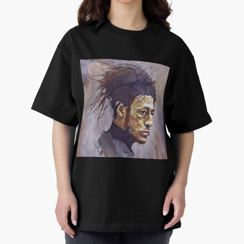 sketch of Neymar Oversized T-Shirt Honor the Beautiful Game during FIFA World Cup 2026 USA Canada Mexico Spirit, Filled with Brazil, Portugal and Argentina, Haaland, Retro Football Energy, Iconic Rivalries, Trophy Chase Drama and Stadium