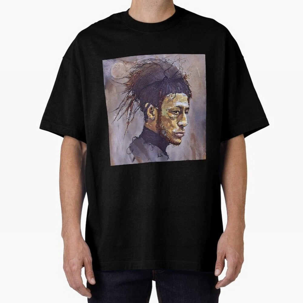 sketch of Neymar Oversized T-Shirt Honor the Beautiful Game during FIFA World Cup 2026 USA Canada Mexico Spirit, Filled with Brazil, Portugal and Argentina, Haaland, Retro Football Energy, Iconic Rivalries, Trophy Chase Drama and Stadium
