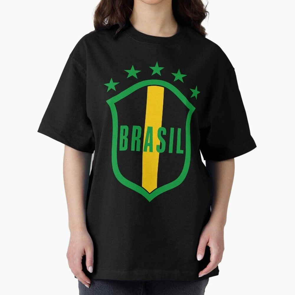 BRASIL LOGO 002 Oversized T-Shirt Celebrate Global Passion for FIFA World Cup 2026 USA Canada Mexico for Fans of Neymar, Haaland and Cristiano Ronaldo and England, Bringing Retro Football Energy, Iconic Rivalries, Trophy Chase Drama and Stadium
