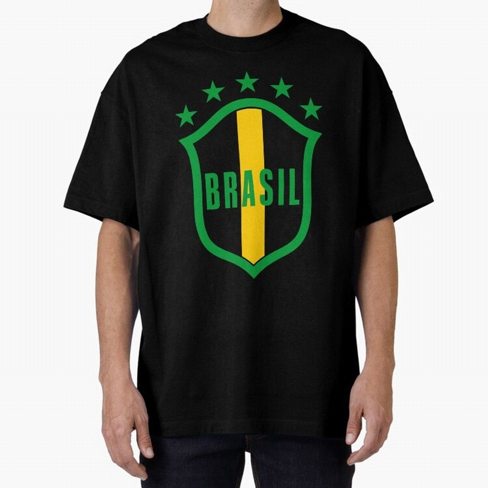 BRASIL LOGO 002 Oversized T-Shirt Celebrate Global Passion for FIFA World Cup 2026 USA Canada Mexico for Fans of Neymar, Haaland and Cristiano Ronaldo and England, Bringing Retro Football Energy, Iconic Rivalries, Trophy Chase Drama and Stadium