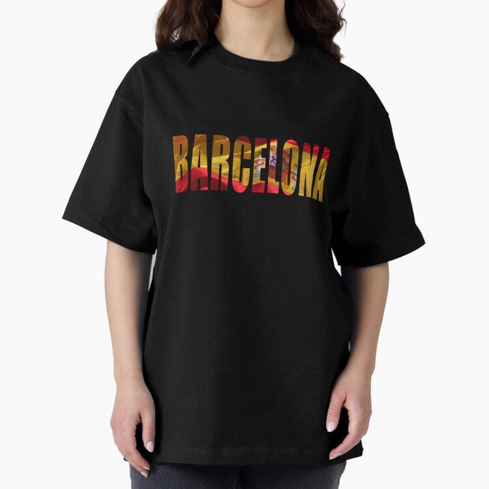 Barcelona city 2 Oversized T-Shirt Feel Global Football Passion for FIFA World Cup 2026, Driven by Haaland, Brazil, Football Passion, Legendary Performances, Festival Vibes and Supporter Community; Ideal for Football Dads, Football Moms, Friends,