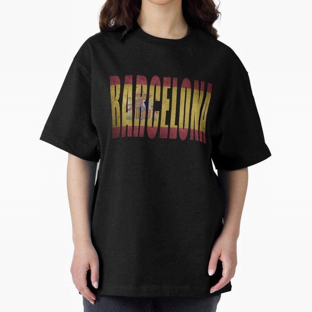 Barcelona city Oversized T-Shirt Show Fan Pride Across FIFA World Cup 2026 Spirit, Capturing Netherlands, Messi, Neymar and Mbappe, Vintage Soccer Flavor, Modern Football Stars, National Flags and Final Night Emotion; Perfect for People Who Love