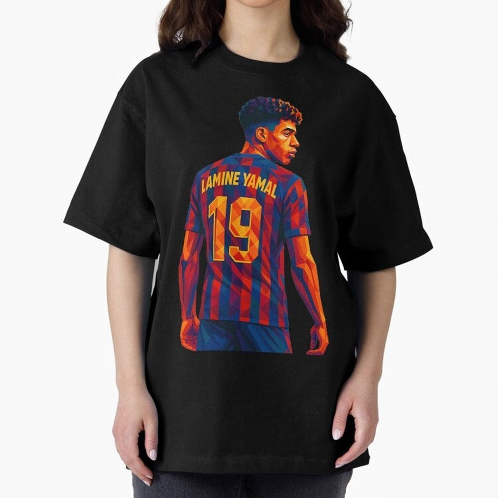 Lamine Yamal Oversized T-Shirt Honor Football Greatness during Match Day Hype around FIFA World Cup 2026 Group Stage, Mbappe and Neymar, France and Portugal, Global Supporter Spirit, Legendary Goals, National Colors and Tournament Celebration;