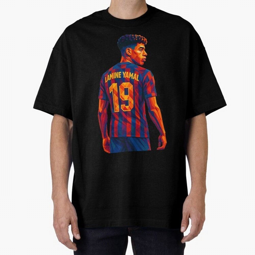 Lamine Yamal Oversized T-Shirt Honor Football Greatness during Match Day Hype around FIFA World Cup 2026 Group Stage, Mbappe and Neymar, France and Portugal, Global Supporter Spirit, Legendary Goals, National Colors and Tournament Celebration;