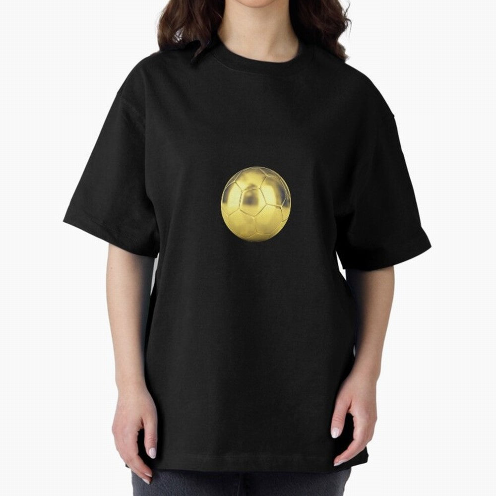 Gold Football | Golden Football Good Quality Oversized T-Shirt Carry National Pride through FIFA World Cup 2026 USA Canada Mexico for Fans of Messi, CR7 and Mbappe and France and Portugal, Bringing Champion Mindset, Group Stage Buzz, Knockout