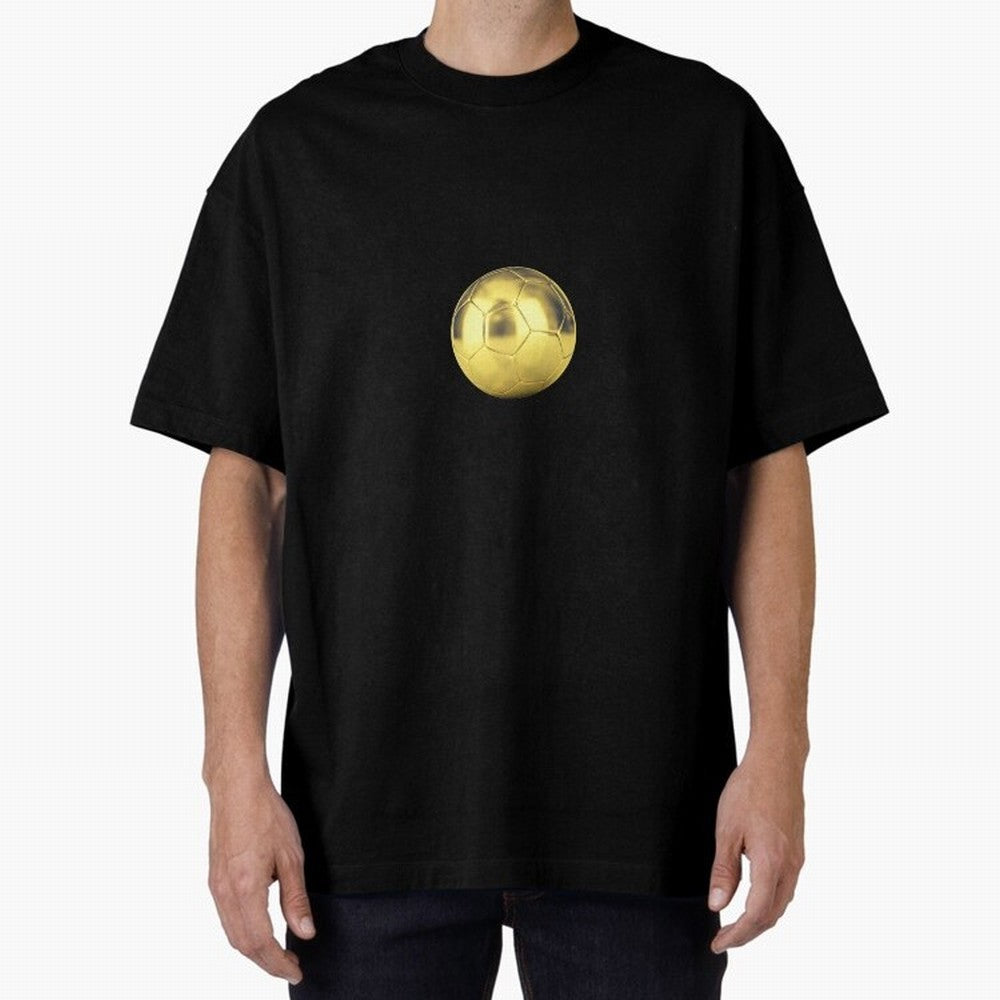 Gold Football | Golden Football Good Quality Oversized T-Shirt Carry National Pride through FIFA World Cup 2026 USA Canada Mexico for Fans of Messi, CR7 and Mbappe and France and Portugal, Bringing Champion Mindset, Group Stage Buzz, Knockout