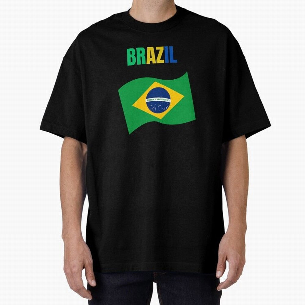 I love Brazil Oversized T-Shirt Make Every Kick Count in FIFA World Cup 2026 Built around Haaland, Brazil, Portugal and Argentina Energy, Stadium Chants, National Pride, Trophy Dreams and Unforgettable Football Memories; Ideal for Passionate Fans