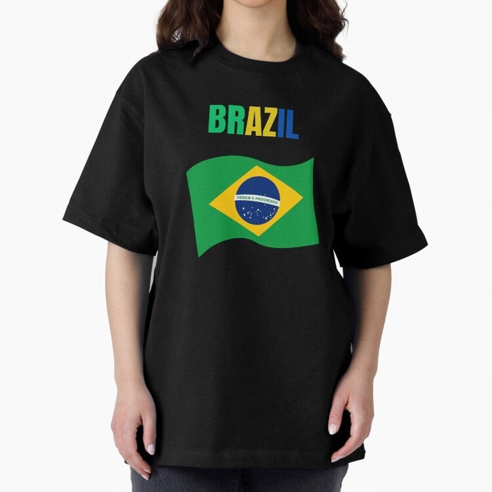 I love Brazil Oversized T-Shirt Make Every Kick Count in FIFA World Cup 2026 Built around Haaland, Brazil, Portugal and Argentina Energy, Stadium Chants, National Pride, Trophy Dreams and Unforgettable Football Memories; Ideal for Passionate Fans