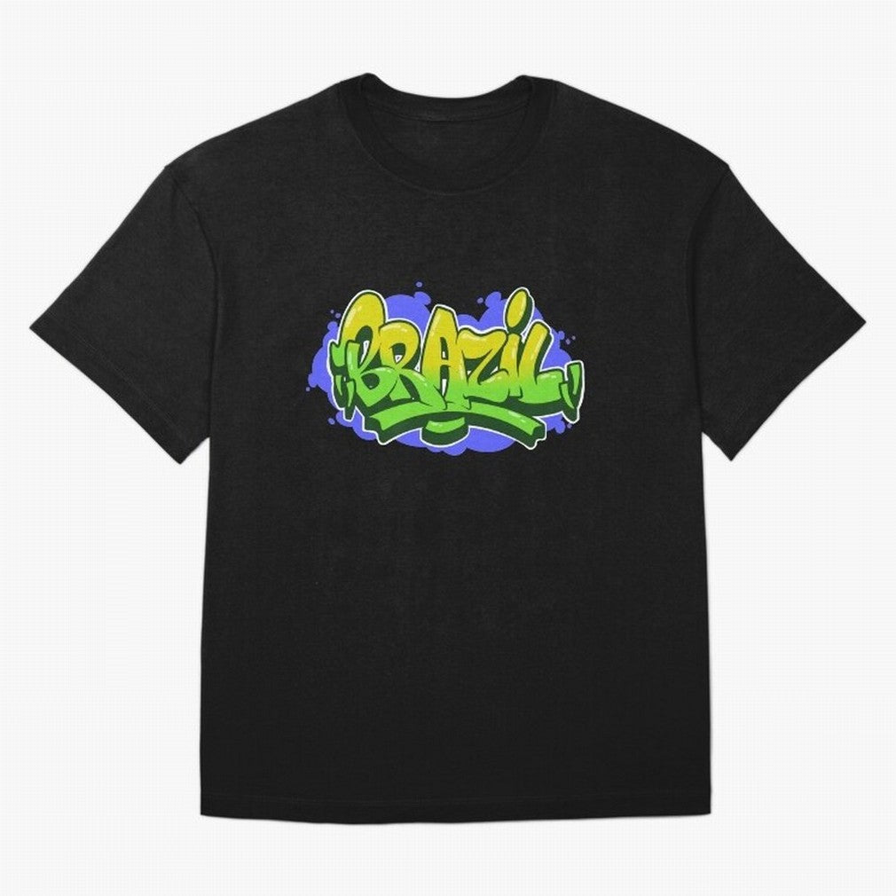 Brazil Graffiti Classic T-Shirt Bring Home the FIFA World Cup 2026 Journey through Mbappe and Neymar Highlights, Argentina, France and Brazil Pride, Stadium Chants, National Pride, Trophy Dreams and Unforgettable Football Memories; Ideal for Fans