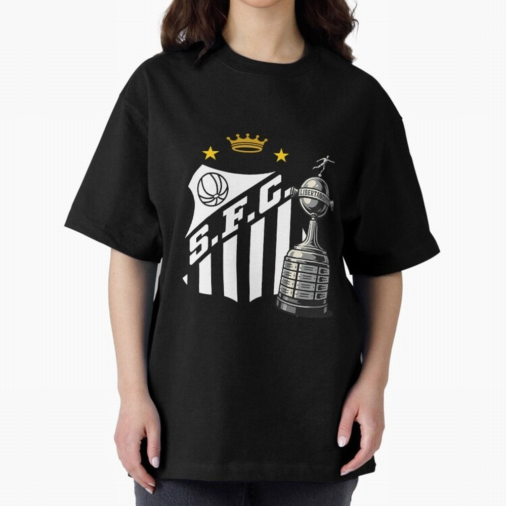 Santos Of Brazil With The Libertadores Cup Oversized T-Shirt Experience the Global Stage of FIFA World Cup 2026 Group Stage Driven by Messi and Cristiano Ronaldo, France and Portugal Energy, Football Passion, Legendary Performances, Festival Vibes