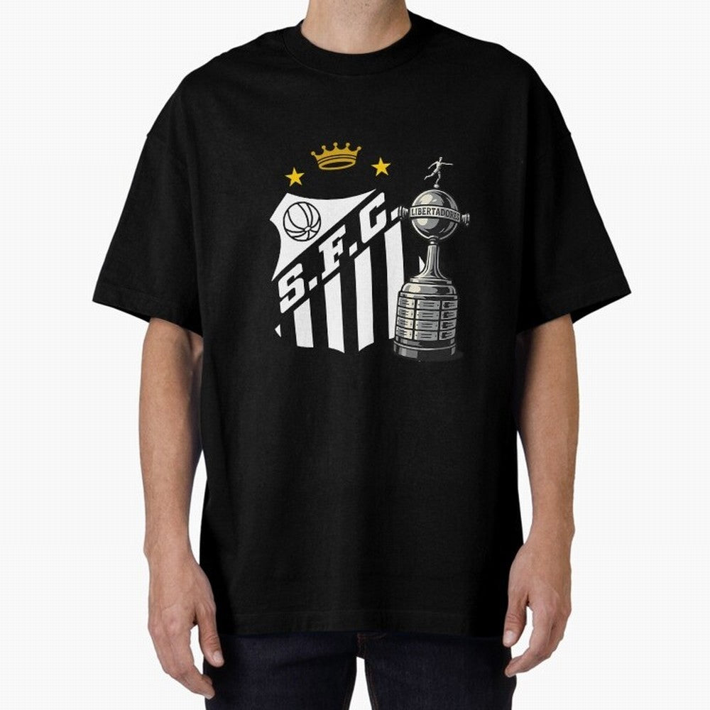 Santos Of Brazil With The Libertadores Cup Oversized T-Shirt Experience the Global Stage of FIFA World Cup 2026 Group Stage Driven by Messi and Cristiano Ronaldo, France and Portugal Energy, Football Passion, Legendary Performances, Festival Vibes