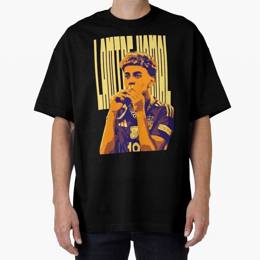 Lamine yamal pop art Oversized T-Shirt Keep Football History Alive during Match Day Hype around FIFA World Cup 2026 Group Stage, Messi, Neymar and Mbappe, Germany, Football Passion, Legendary Performances, Festival Vibes and Supporter Community;
