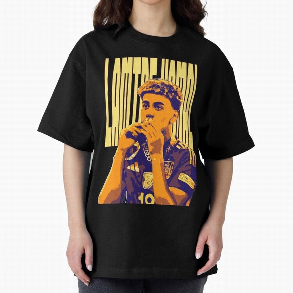 Lamine yamal pop art Oversized T-Shirt Keep Football History Alive during Match Day Hype around FIFA World Cup 2026 Group Stage, Messi, Neymar and Mbappe, Germany, Football Passion, Legendary Performances, Festival Vibes and Supporter Community;