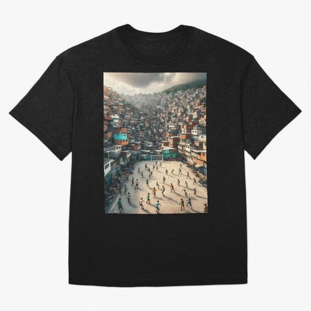 Favela Happiness Classic T-Shirt Celebrate National Team Dreams in Global Football Passion for FIFA World Cup 2026 Group Stage, Made for Messi, Neymar and Mbappe, Brazil, Portugal and Argentina, Retro Football Energy, Iconic Rivalries, Trophy Chase